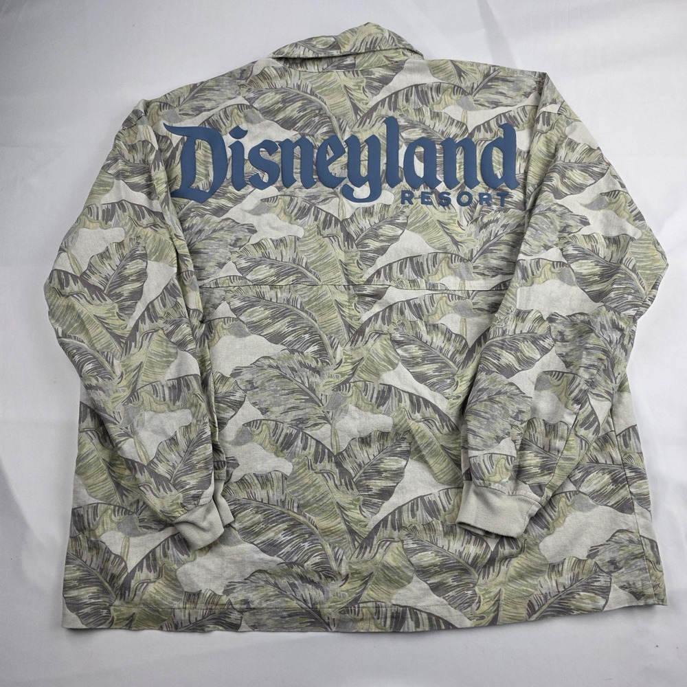 Disney Disneyland Resort Spirit Jersey Shirt Womens 2XL Green Tropical Button Up